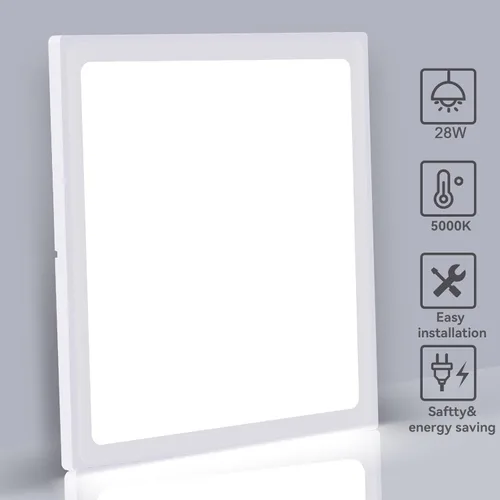 Vista 2 de 2Pack Lámpara de techo empotrada de 12 pulgadas 28W LED, lámpara de techo cuadrada de 3200LM 6000K blanca delgada de panel plano, lámpara de techo