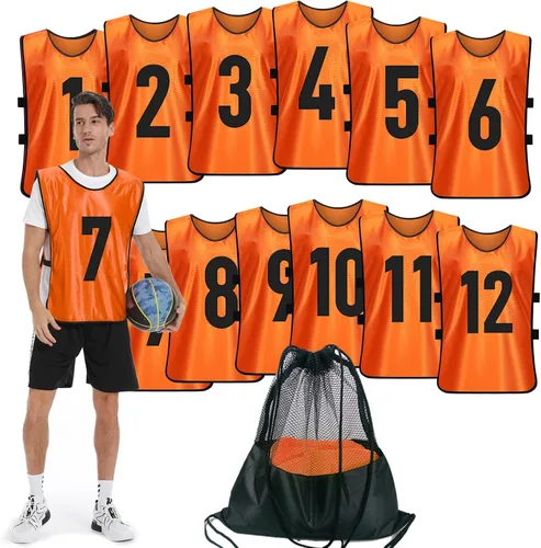 Vista 7 de Scrimmage - Chaleco de entrenamiento (12 unidades) para deportes de equipo, camisetas para adultos y jóvenes, baberos de fútbol, camisetas