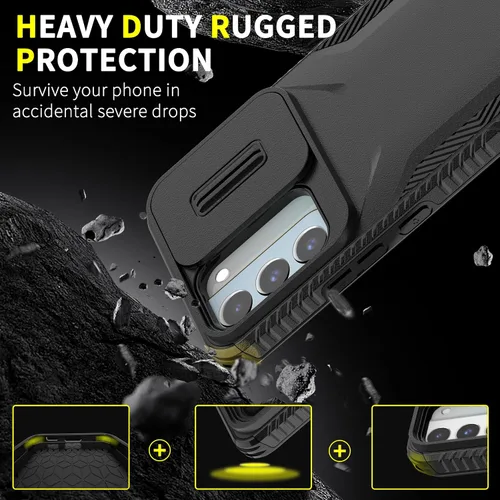 Vista 3 de Funda para Galaxy S22 5G con 1 protector de pantalla HD y cubierta de cámara deslizante [grado militar], funda protectora resistente a prueba