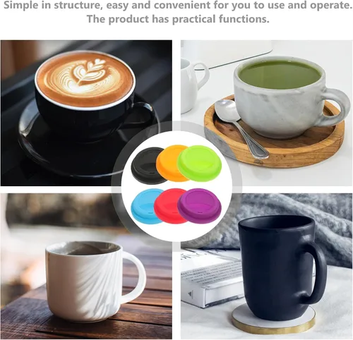 Vista 8 de 6 fundas de silicona para tazas, reutilizables, a prueba de polvo, para tazas y vasos, ajuste universal, material de silicona de grado alimenticio