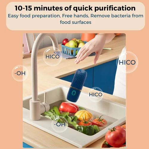 Vista 4 de Lavadora de frutas y verduras, dispositivo limpiador de frutas de cocina en agua, lavadora de frutas inalámbrica con tecnología de purificación