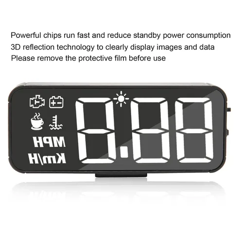 Vista 6 de Coche HUD Display Remaining Recordatorio Brillo Ajustable Multifunción Temperatura Voltímetro Digital Velocímetro para Coche OBD II 2008