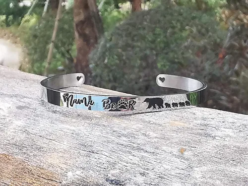 Vista 2 de Veeshy Pulseras de puño de mamá osa con cachorros para mujeres