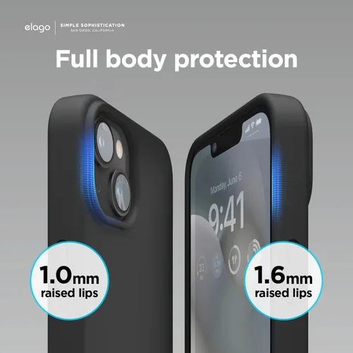 Vista 6 de elago Funda compatible con iPhone 14 Plus, de silicona líquida, funda protectora de cuerpo completo, a prueba de golpes, diseño delgado, forro