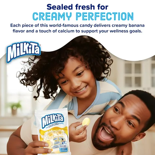 Vista 6 de Milkita Caramelo cremoso de leche de plátano – Dulces saludables bajos en azúcar con leche real para niños y adultos – Caramelos sin grasa y sin