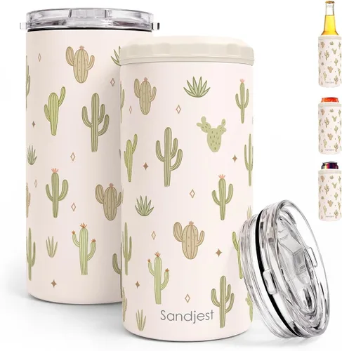 Vista 20 de SANDJEST Vaso para Amantes de los Libros Estante 4 en 1 Vaso de 12 oz Enfriador de Lata Coozie Vaso delgado de acero inoxidable Regalo