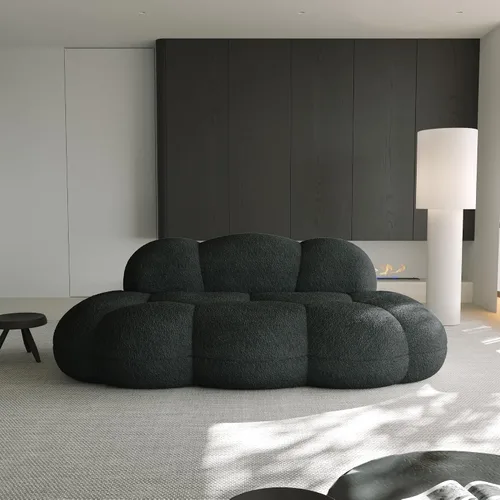 Vista 6 de JACH Sofá de nube de 3 plazas para sala de estar, moderno sofá tapizado de sherpa, sofá de ocio minimalista, cómodo sofá nube para apartamento