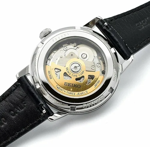 Vista 4 de Seiko Reloj automático para hombre Presage con esfera azul SRPE43J1, Blanco, Correa