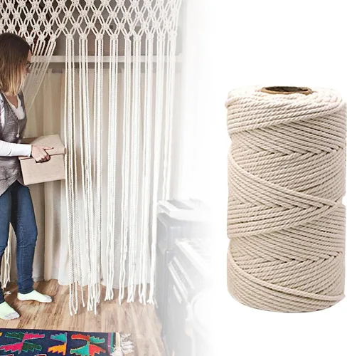 Vista 9 de Hilo de macramé, hilo de algodón beige, cuerda de algodón, cuerda de algodón Cordón de macramé natural para atrapasueños, manualidades, tejer A