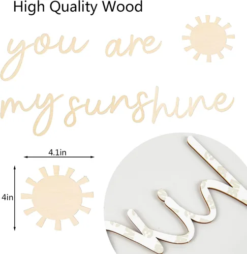 Vista 2 de Wood You are My Sunshine - Calcomanías de pared boho para habitación de niños - Arte de madera para guardería, niños, decoración de dormitorio