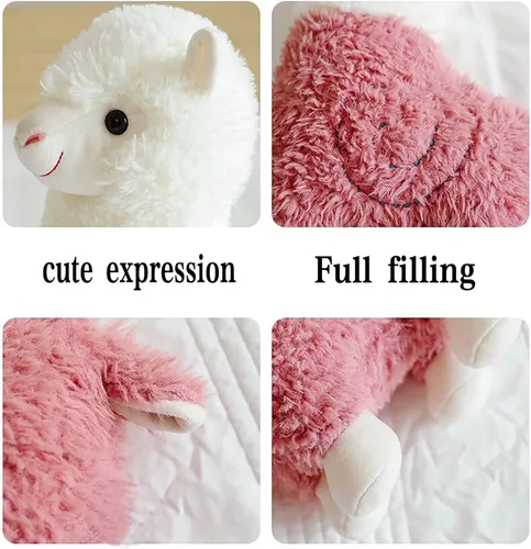 Vista 6 de YUKOUQIAN Animal de Peluche de Llama Lindo Juguete de Alpaca de Felpa de 9.8 Pulgadas para Niñas y Niños 2 Piezas (Alpaca)