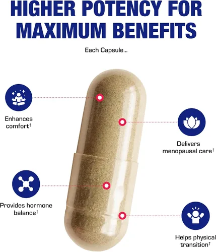 Vista 7 de Suplemento para la menopausia de fitoestrógenos para mujeres, fórmula clínica con Dong Quai Vitex y Cohosh negro para la menopausia, sofocos