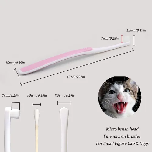 Vista 2 de JGocot Cepillo de dientes para perros pequeños, cabezal de microcepillo, nano cerda, cepillo de dientes suave para encías y dientes sensibles, kit