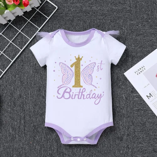 Vista 3 de IDOPIP Butterfly 1st Birthday Outfit Baby Girl Sequin Butterfly Romper Tutu Skirt Headband Costume for Cake Smash Photo Shoot
