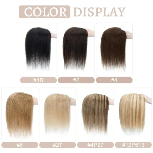 Vista 7 de Hair Toppers para mujer, cabello humano real, sin flequillo, 10 pulgadas, marrón claro