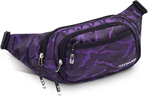 Vista 7 de NSYOOMH Bolsas de Cintura Grandes para Mujeres y Hombres, 5 Bolsillos con Cremallera Bolsas de Cintura Resistente al Agua, Prácticas para Correr al