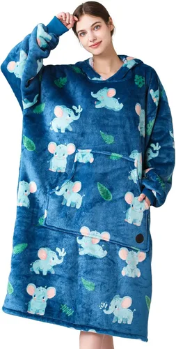 Vista 46 de THREE POODLE - Manta con capucha portátil para mujeres, sudadera con capucha de sherpa de gran tamaño para adultos hombres, mantas con capucha