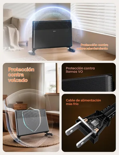 Vista 7 de Ballu - Calentador de panel de convección, calentador de espacio de 1500 W para habitación grande de uso interior con termostato programable