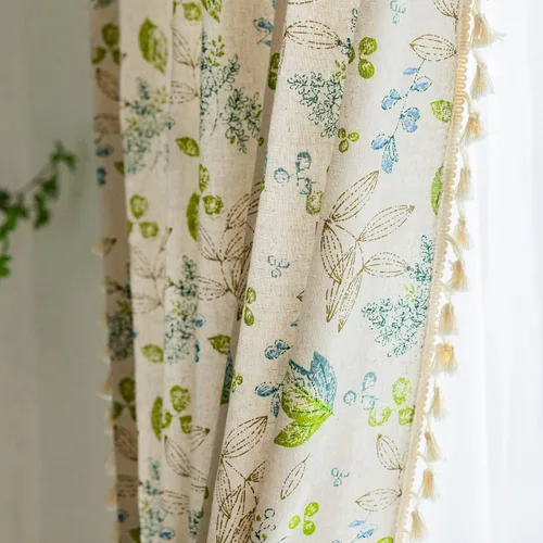 Vista 31 de Cortinas florales de granja semiopacas para sala de estar, de 63 pulgadas de largo, mezcla de lino y algodón, paneles de cortina de ventana cortos