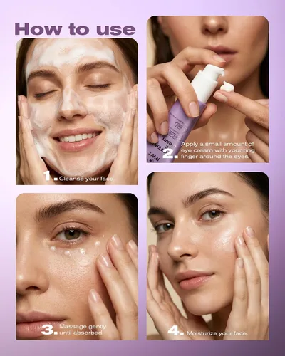 Vista 5 de Crema de ojos con 8% de cafeína y crema de retinol para reducir las ojeras, la hinchazón, las arrugas y las líneas finas, suero antienvejecimiento