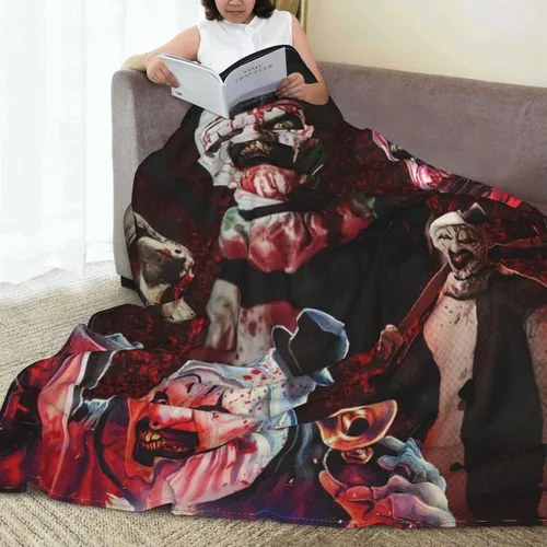 Vista 6 de Terrifier - Manta de microforro polar ultrasuave para niños y adultos, para todas las estaciones, para oficina, empresa, hogar, sofá, cama, sofá, 40