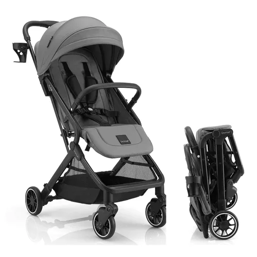 Vista 10 de Gromast Cochecito de bebé plegable compacto, cochecito de viaje ligero para niños pequeños con plegado de un clic, dosel extensible UPF50+