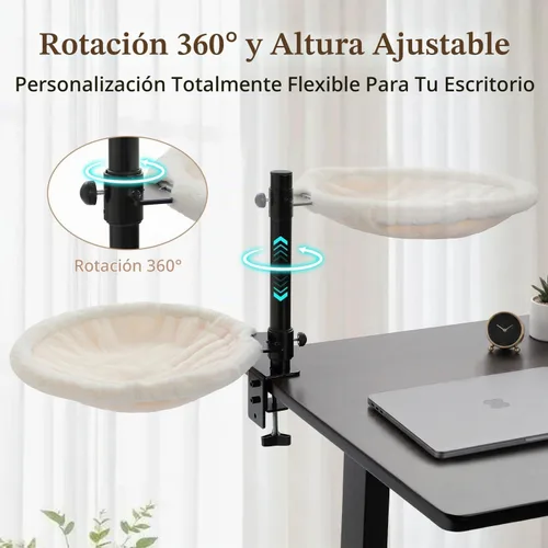 Vista 4 de PAWZ Road Hamaca para cama de escritorio para gatos con rotación de 360° y Beige