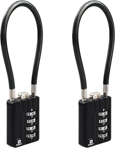Vista 16 de RESET-201 (1 Pack) Candado de combinación de 4 dígitos con cable flexible de 7.1 pulgadas (18 cm), cerradura larga, cerradura de cable para viajes