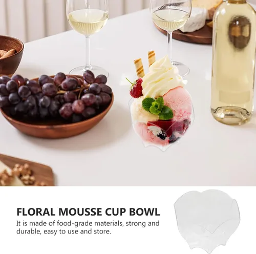Vista 2 de BESTonZON Tazas de postre transparentes de 90 mltransparentes, 24 unidades, vasos pequeños de postre en forma de flor, tazones de mousse de helado