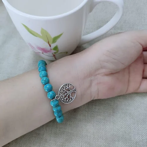 Vista 3 de GelConnie Regalos de recuperación pronto pulseras de relajación curativa de piedra natural, cuentas de yoga de cristal antiansiedad de 0.315 in