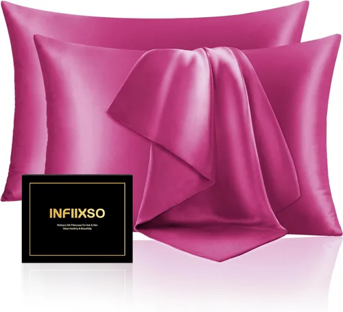 Vista 35 de INFIIXSO Funda de almohada de seda de morera, para cabello y piel, tamaño estándar, cremallera oculta, 20 x 26 pulgadas, suave y refrescante