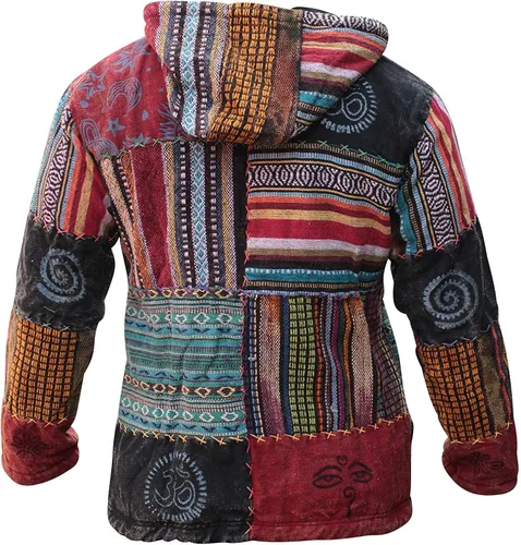 Vista 3 de Shopoholic Fashion Unisex Patchwork Festival Hippie Sudadera con capucha