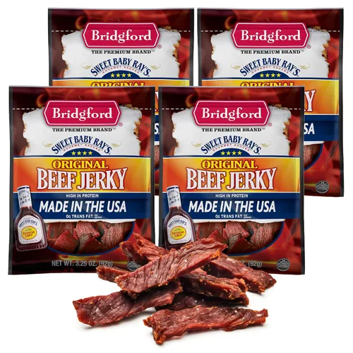 Vista 15 de Bridgford Sweet Baby Ray's Beef Jerky Honey BBQ de 3.25 onzas, paquete de 2 – Cecina alta en proteínas para impulso de energía del mediodía