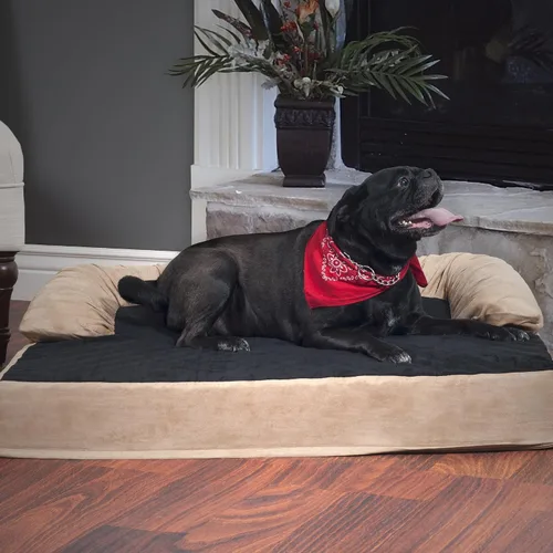 Vista 2 de PETMAKER Cama extragrande para perros, cama para mascotas de 45.5 x 32 pulgadas, sofá ortopédico de 3 capas con gel refrescante, espuma