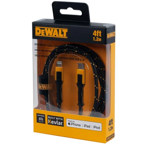 Vista 9 de DEWALT Cable USB a Lightning de alta resistencia [certificado Apple MFi] cargador duradero para iPhone, cables Lightning, cable de carga rápida