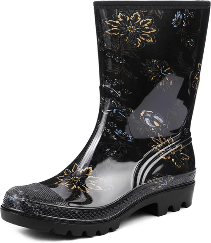 Vista 58 de DKSUKO Waterproof Womens Rain Boots insulated,Lightweight Rubber fashion Boots in Gardening,Warm and Comfortable Wide Calf Rain Boots with Glossy in