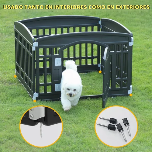 Vista 3 de Corralito plegable para mascotas, puerta para perros, plástico resistente, corral de ejercicio para cachorros, cerca para mascotas pequeñas, jaula