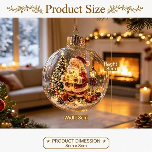 Vista 2 de Glowing Christmas Story Ornament – Resin Light Up Ball for Tree (A)