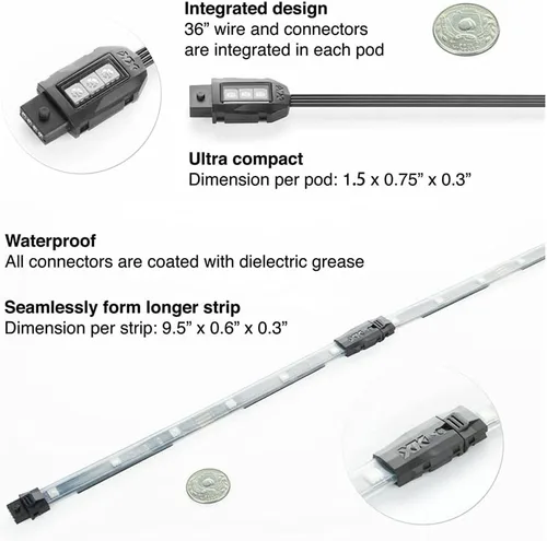 Vista 2 de XKGLOW Chrome App Control - Kit de luz LED profesional para motocicleta, 14 vainas/12 tiras