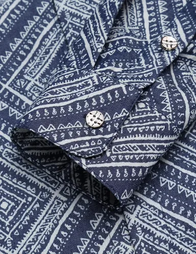 Vista 6 de Daupanzees Camisa de trabajo de mezclilla de manga larga de algodón con botones para hombre