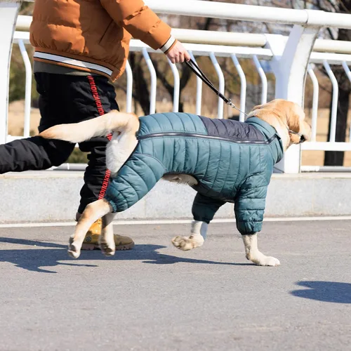 Vista 6 de Suéter para Perro ArmyGreen, Resistente al Viento, Reflectante - Chaqueta de Invierno Dirigible para S, M, L - Cremallera, Tallas Ajustables
