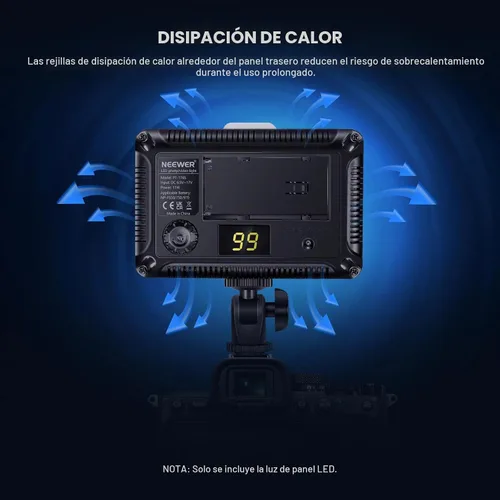 Vista 6 de NEEWER Kit de iluminación de luz de video regulable de 176 LED: Panel LED 176 3200-5600K, batería recargable de iones de litio de 2 piezas, cargador