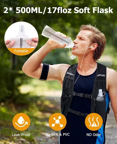 Vista 3 de NOOLA Chaleco de correr para mujeres y hombres, ligero con frascos suaves