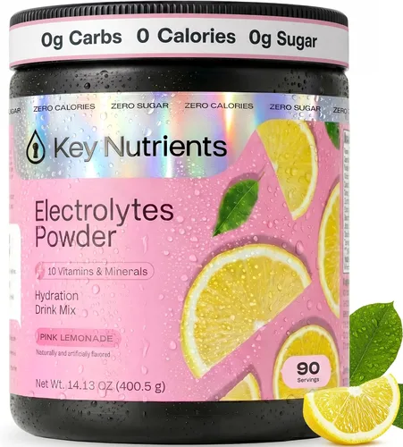 Vista 14 de KEY NUTRIENTS Electrolitos en polvo sin azúcar, limonada de maracuyá con 6 electrolitos y minerales, fibra prebiótica y polvos de hidratación