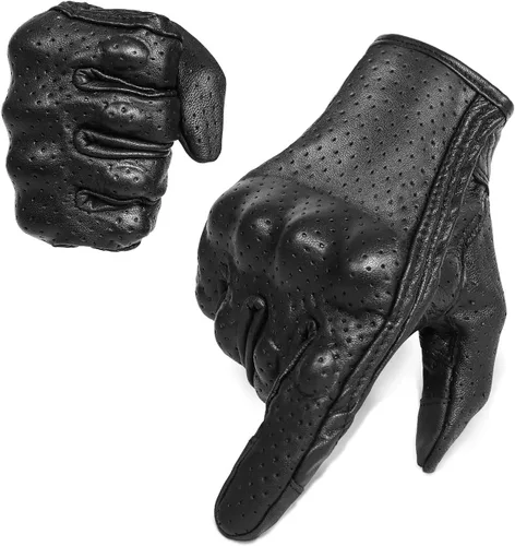 Vista 7 de Guantes de motocicleta de piel de cabra de dedo completo con pantalla táctil, para hombre y mujer, sin perforaciones, tallas S, M, L, XL y XXL