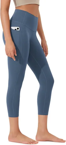 Vista 24 de ODODOS Pantalones capri de yoga suaves como mantequilla para salón con bolsillos para mujeres, leggings capri de cintura alta de 14"/19"/21