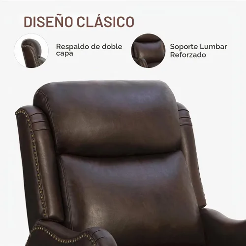 Vista 5 de KISLOT Sillón reclinable de cuero sintético con decoración de remaches, sofá individual para sala de estar y dormitorio
