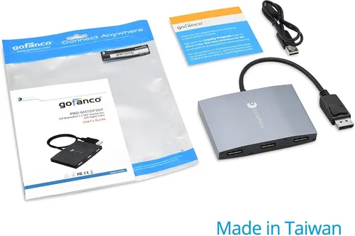 Vista 9 de gofanco Prophecy Adaptador DisplayPort 1x3 DisplayPort 1.2 a 3 puertos – DP a Triple DisplayPort MST Hub con modo de pantalla extendida – 4K @30Hz