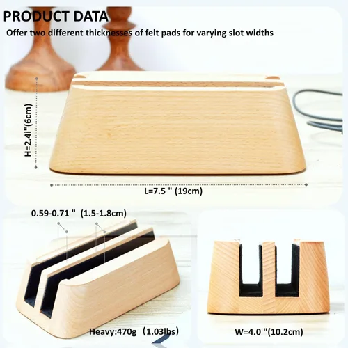 Vista 3 de ACODE Soporte vertical de madera para laptop, soporte para computadora portátil compatible con superficies MacBook Pro Air, ranura de almacenamiento