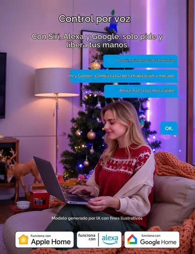 Vista 2 de meross Bombilla LED inteligente, bombillas LED WiFi inteligentes compatibles con Apple HomeKit, Siri, Alexa, Google Home y SmartThings, regulable